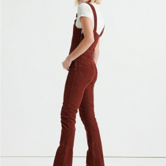 Lucky Brand Corduroy Flare Leg Retro Slim Fit Overalls - Picture 1 of 5